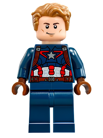 Минифигурка Lego Captain America - Dark Blue Suit, Reddish Brown Hands, Hair, Dark Brown Eyebrows sh0264 U